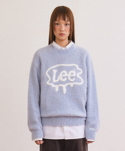 [Fallet x Lee] Brush Twitch Logo Knit / sky blue