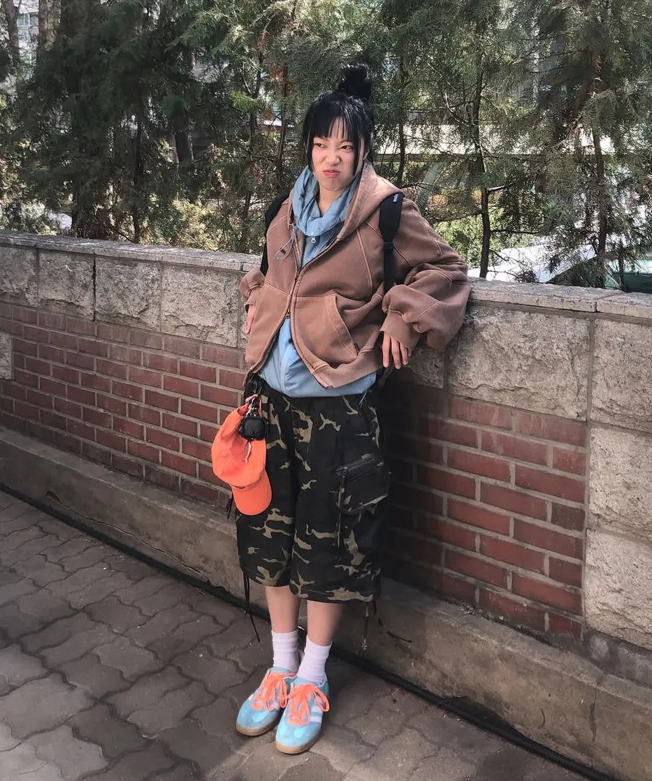 NASTY FANCY CLUB CARGO LETTERING BERMUDA PANTS / KHAKI CAMO