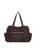 DEINET STUD POCKET BIG BAG IN SUEDE BROWN
