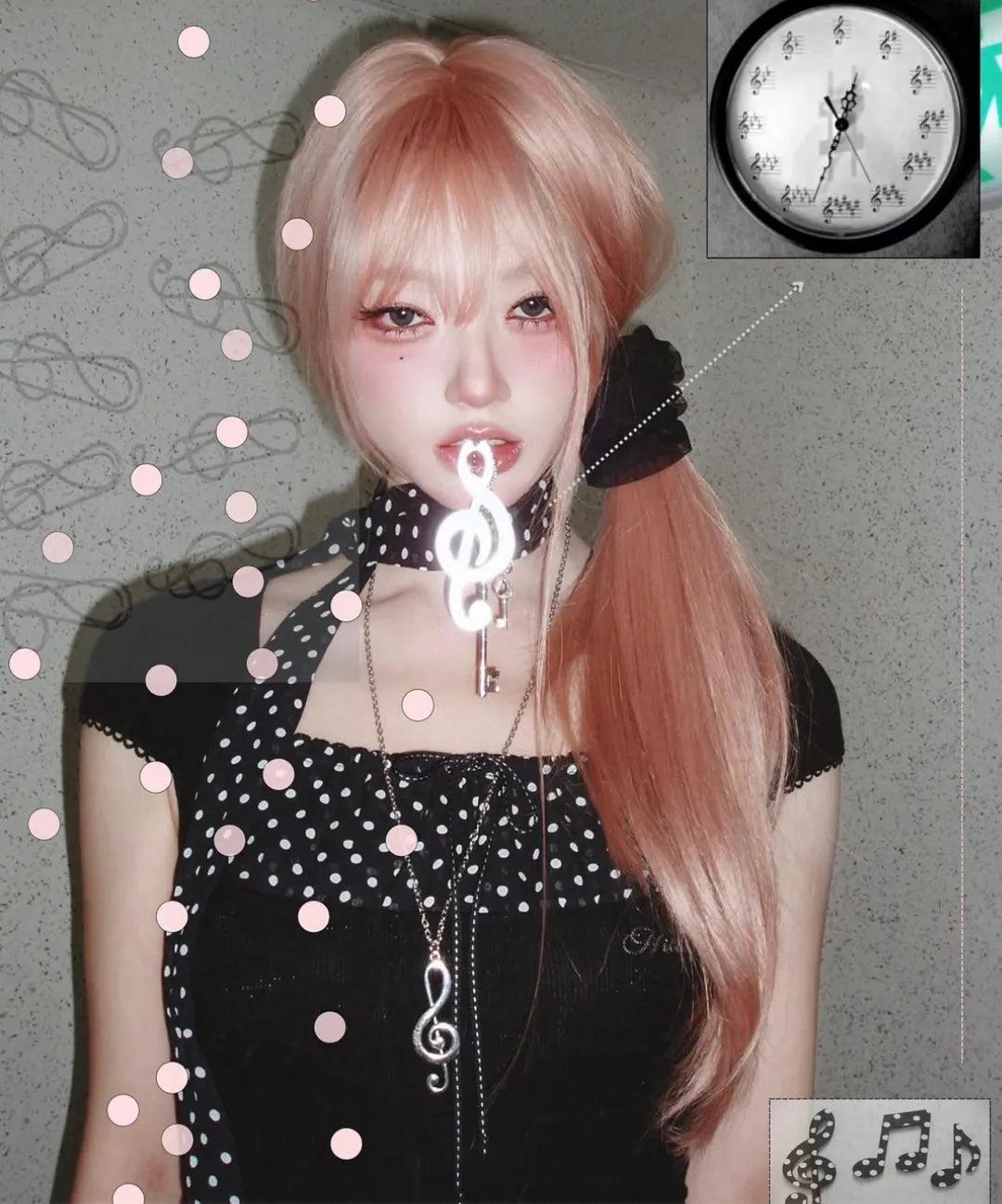 Dot Square Crop Top [Black]