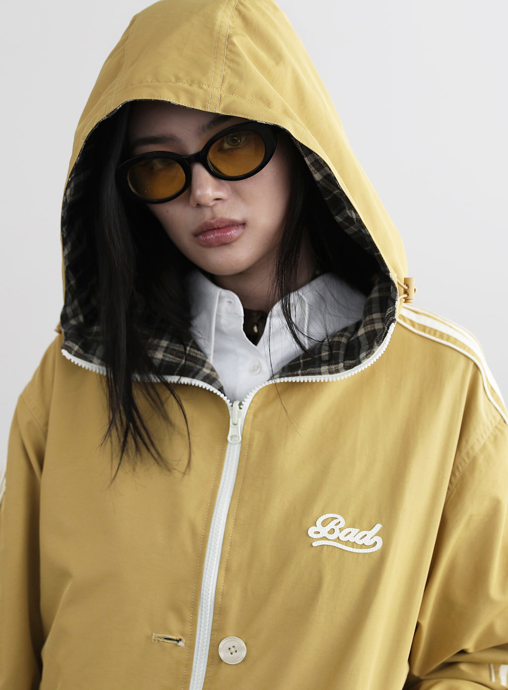 BADBLOOD Reversible Hoodie Windbreaker / Check Yellow