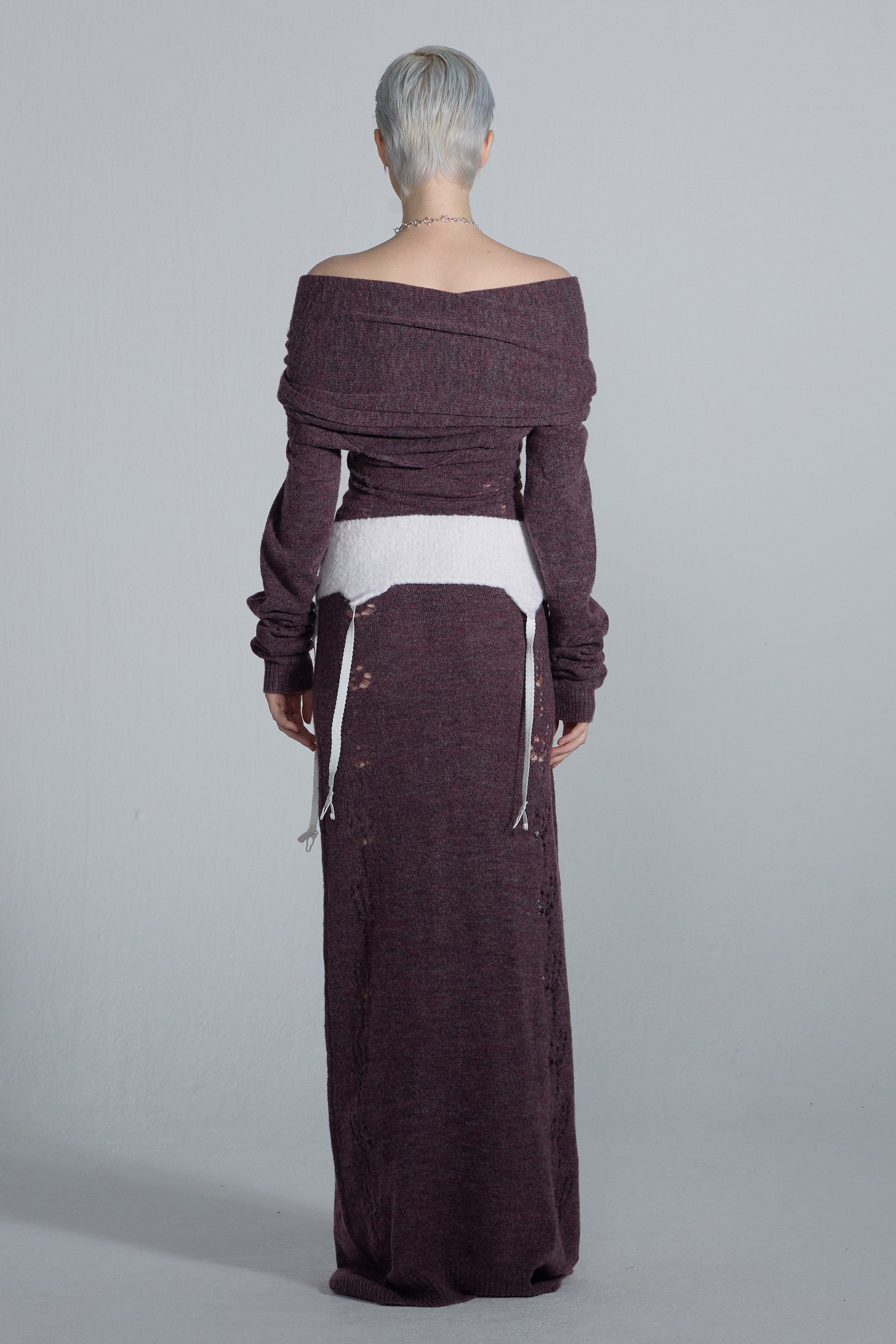 Sculptor 2way Shawl Maxi Dress Deep Wine
