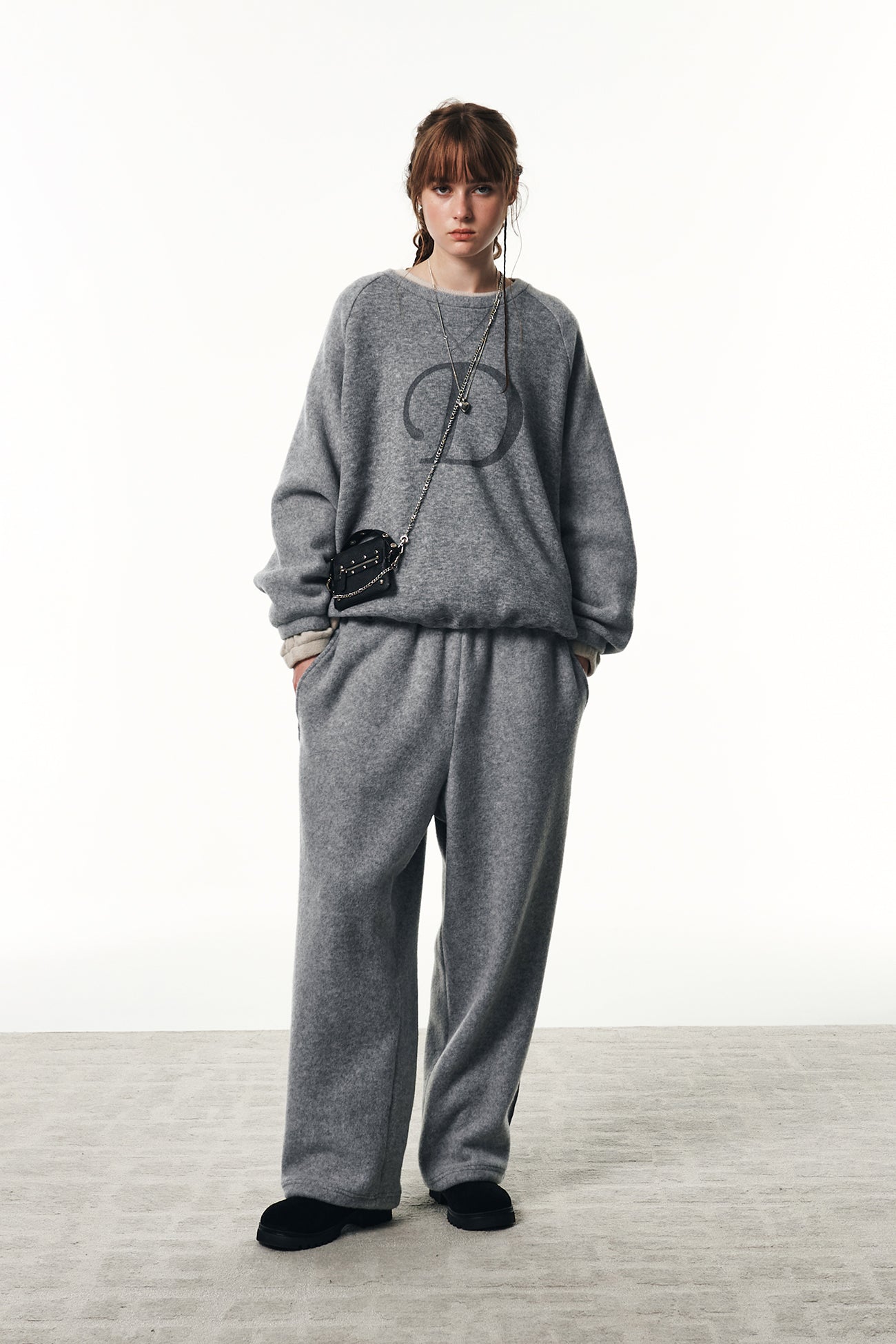 SMOOTH D LOGO KNIT PANTS & SWEATSHIRTS / 3COLORS