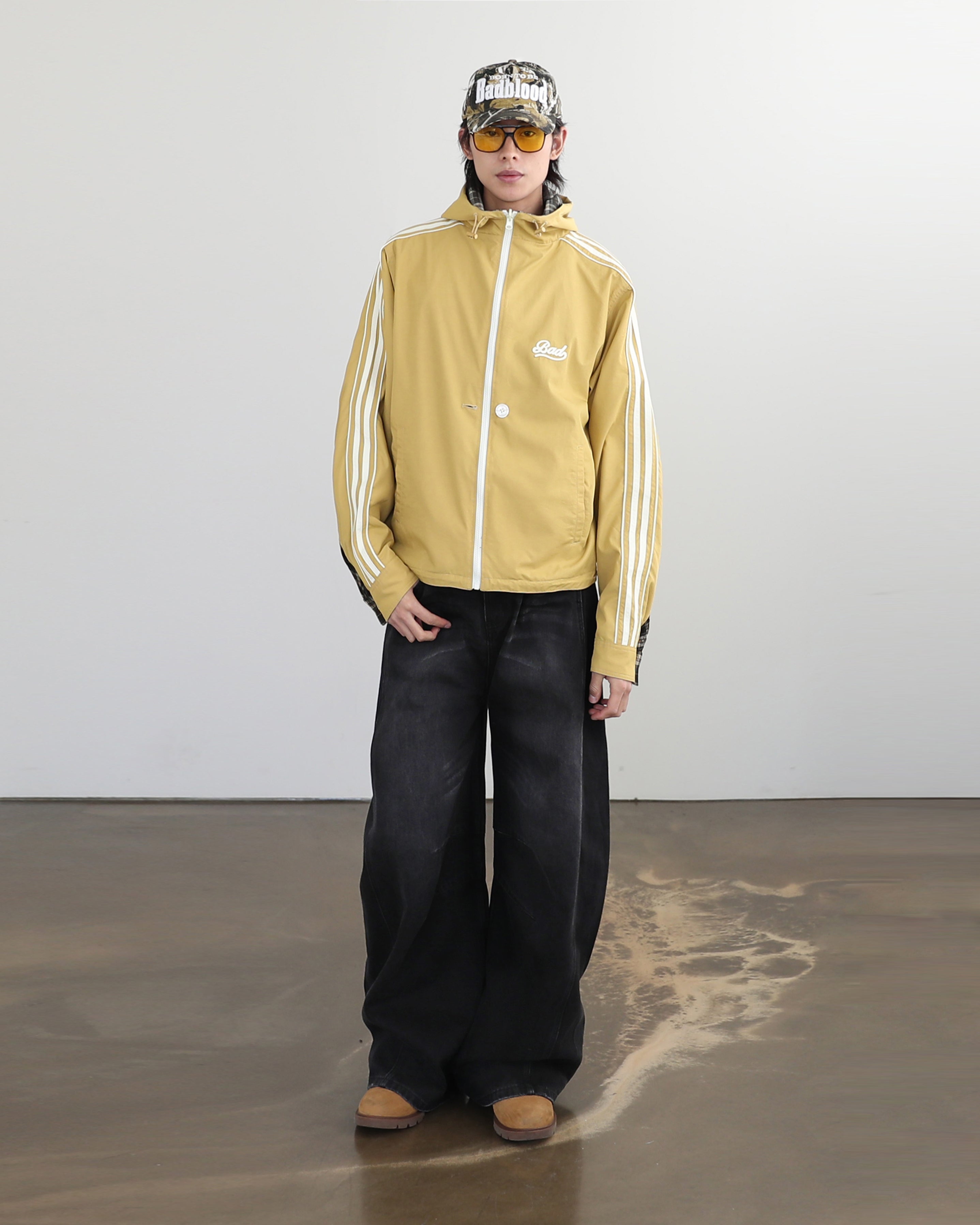 BADBLOOD Reversible Hoodie Windbreaker / Check Yellow