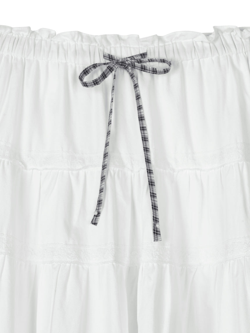 CHECK LONG CANCAN SKIRT (BK)