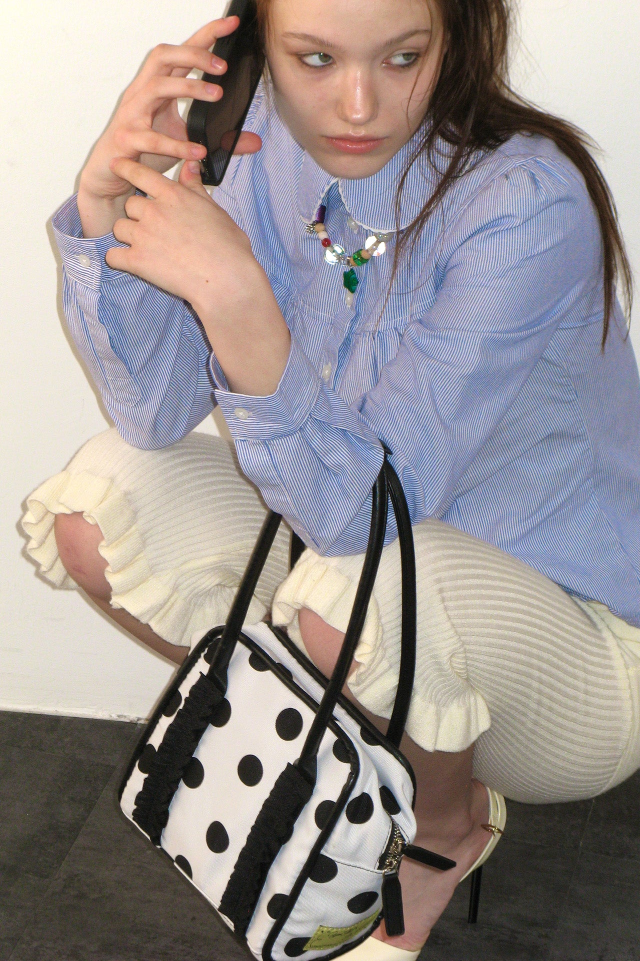 Yeomim mini box bag / white dot