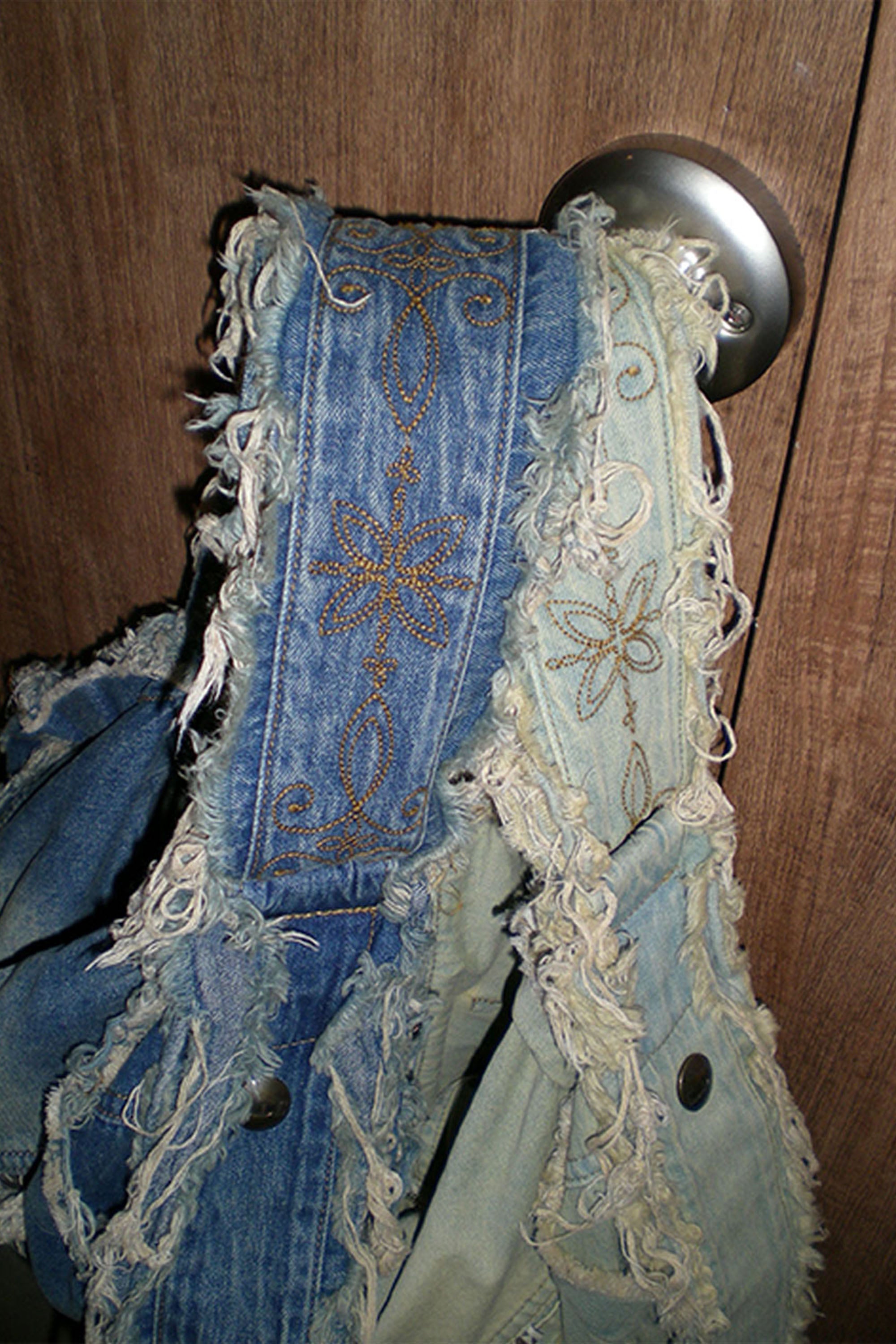 Sculptor Destroyed Denim Duffel Bag Vintage Blue