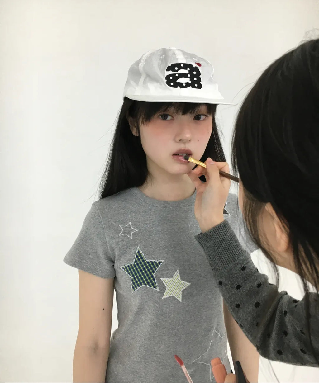 CHECK STAR TEE / 2COLORS