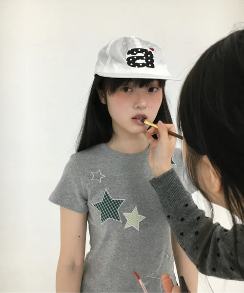 CHECK STAR TEE / 2COLORS