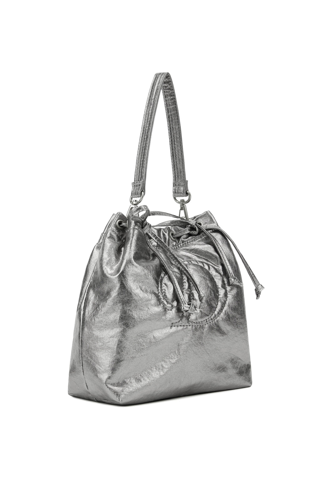 DEINET D STITCH PADDING MINI BAG IN SILVER