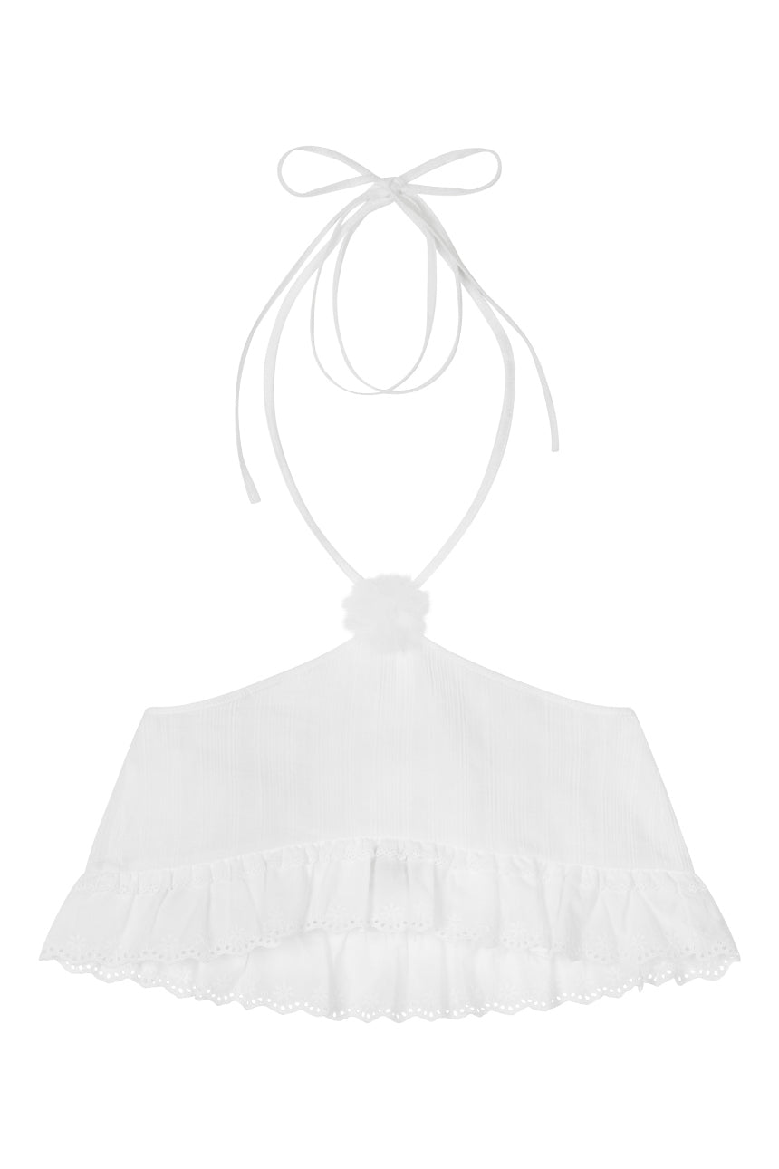CORSAGE RUFFLE TOP (WH)