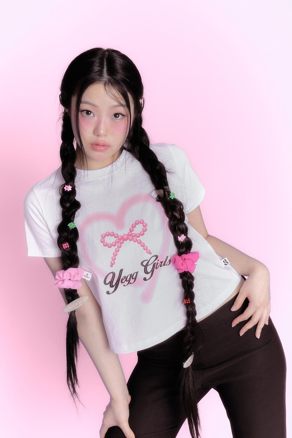 YEGG GIRLS T-shirt - white/black