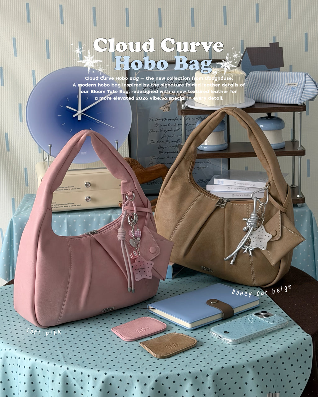 Bloom Cloud Curve Hobo Bag - 6colors
