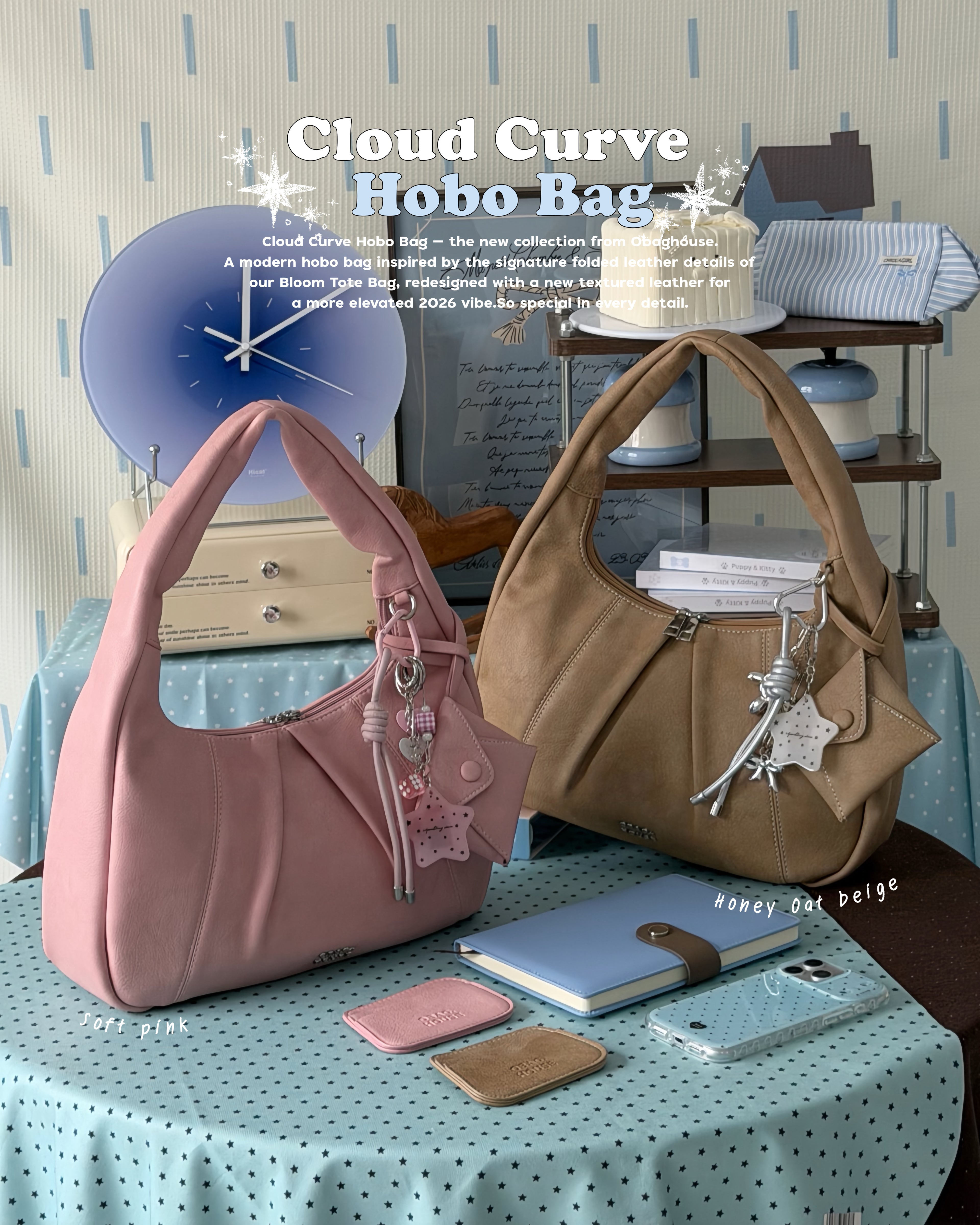 Bloom Cloud Curve Hobo Bag - 6colors