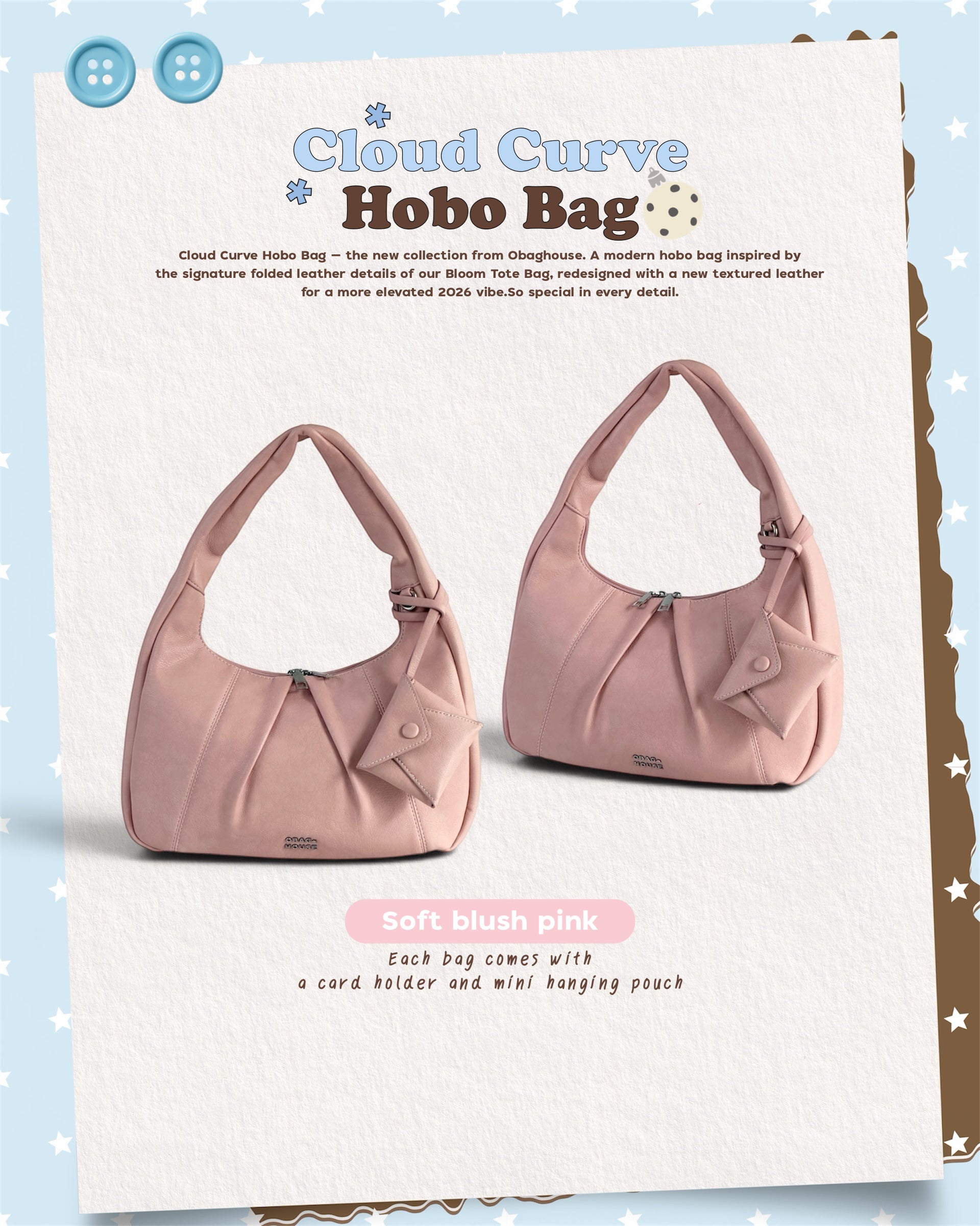 Bloom Cloud Curve Hobo Bag - 6colors