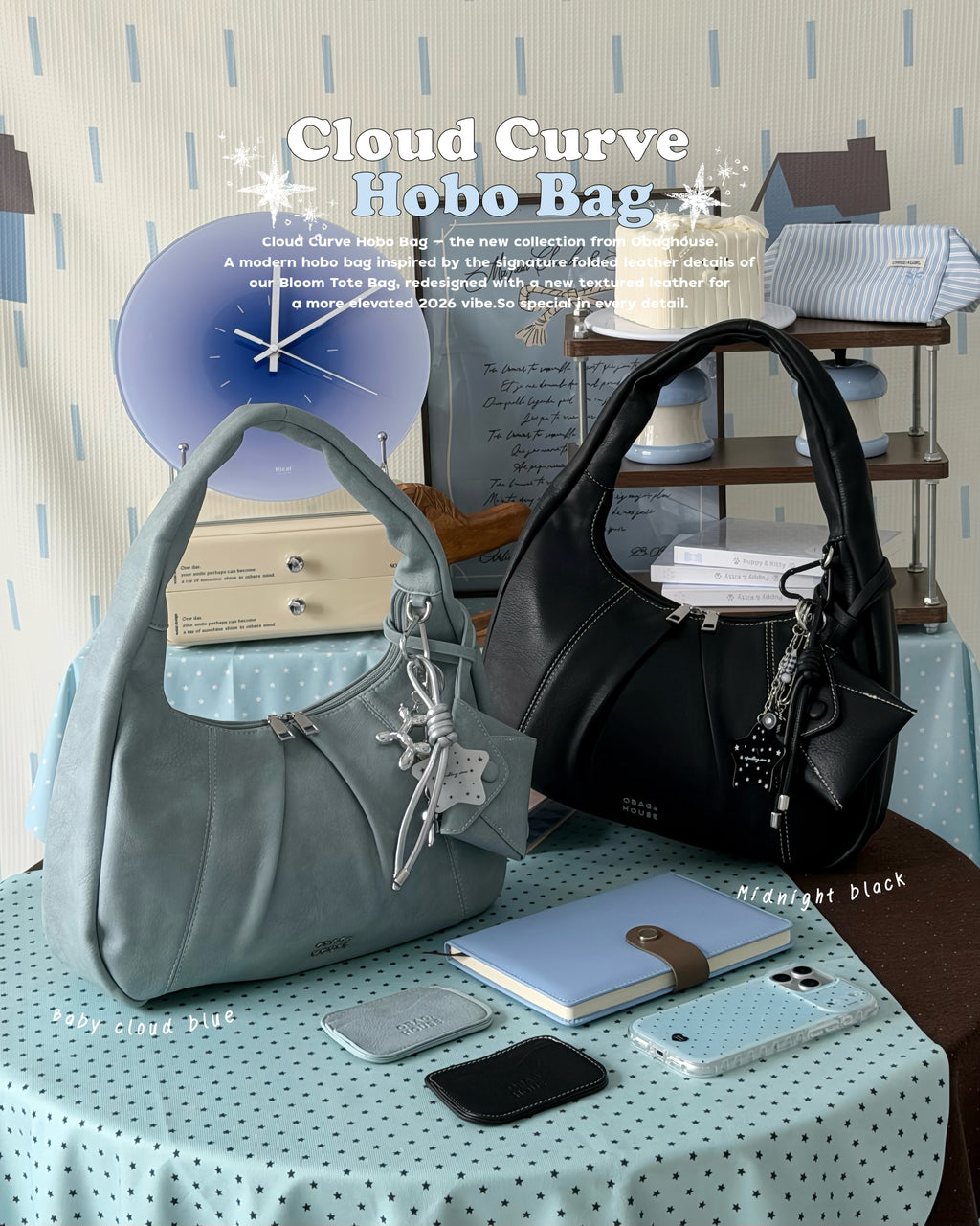 Bloom Cloud Curve Hobo Bag - 6colors