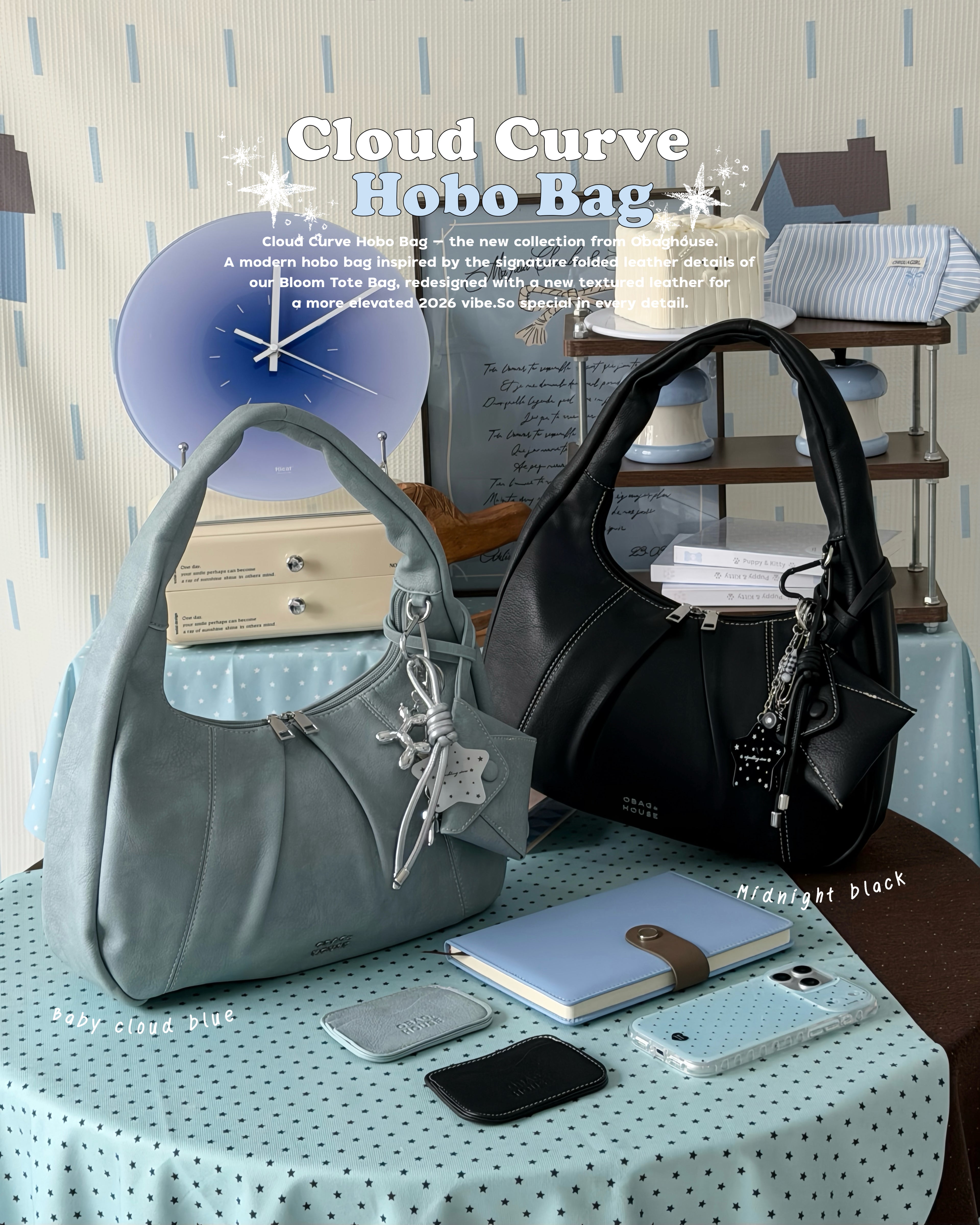 Bloom Cloud Curve Hobo Bag - 6colors