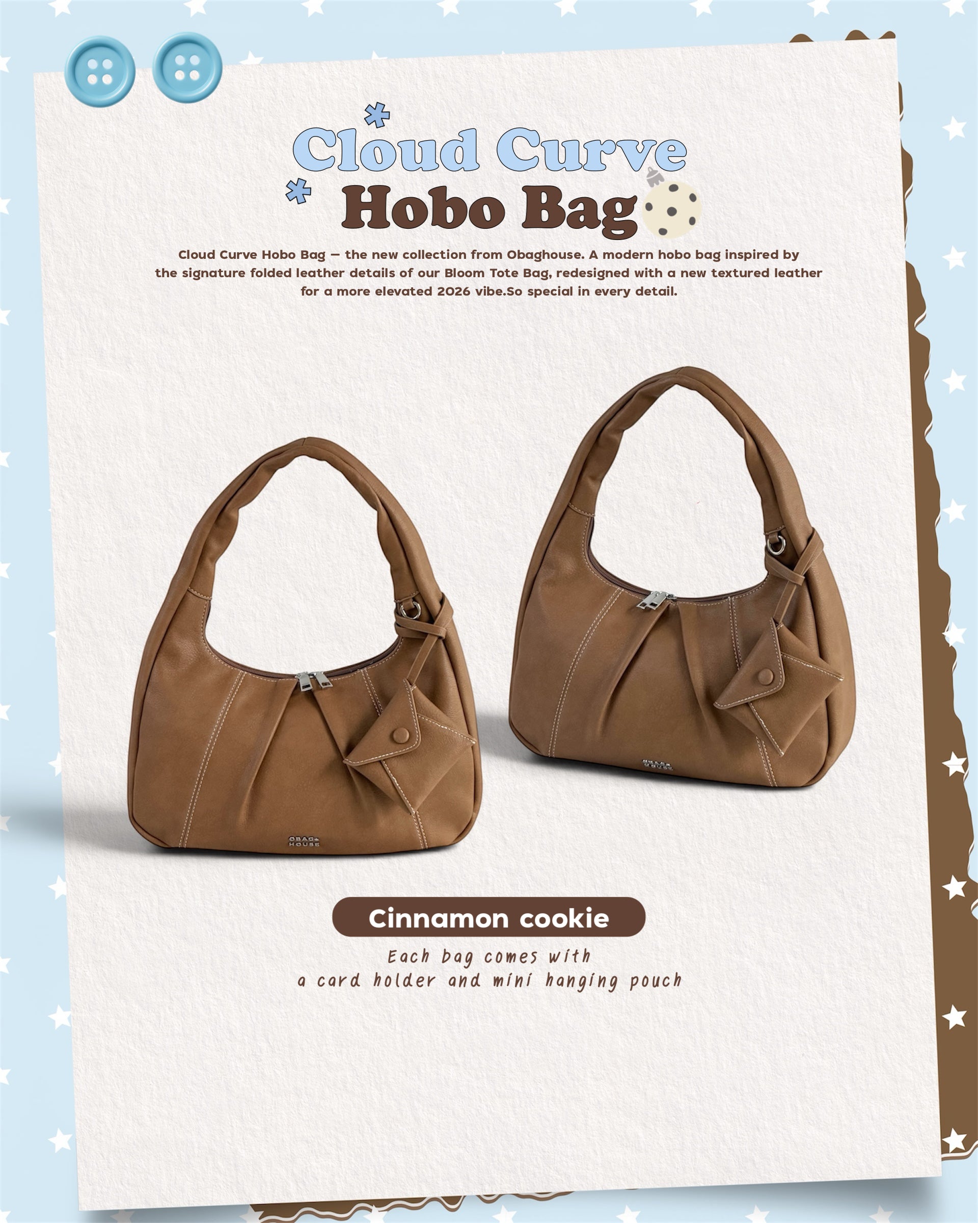 Bloom Cloud Curve Hobo Bag - 6colors