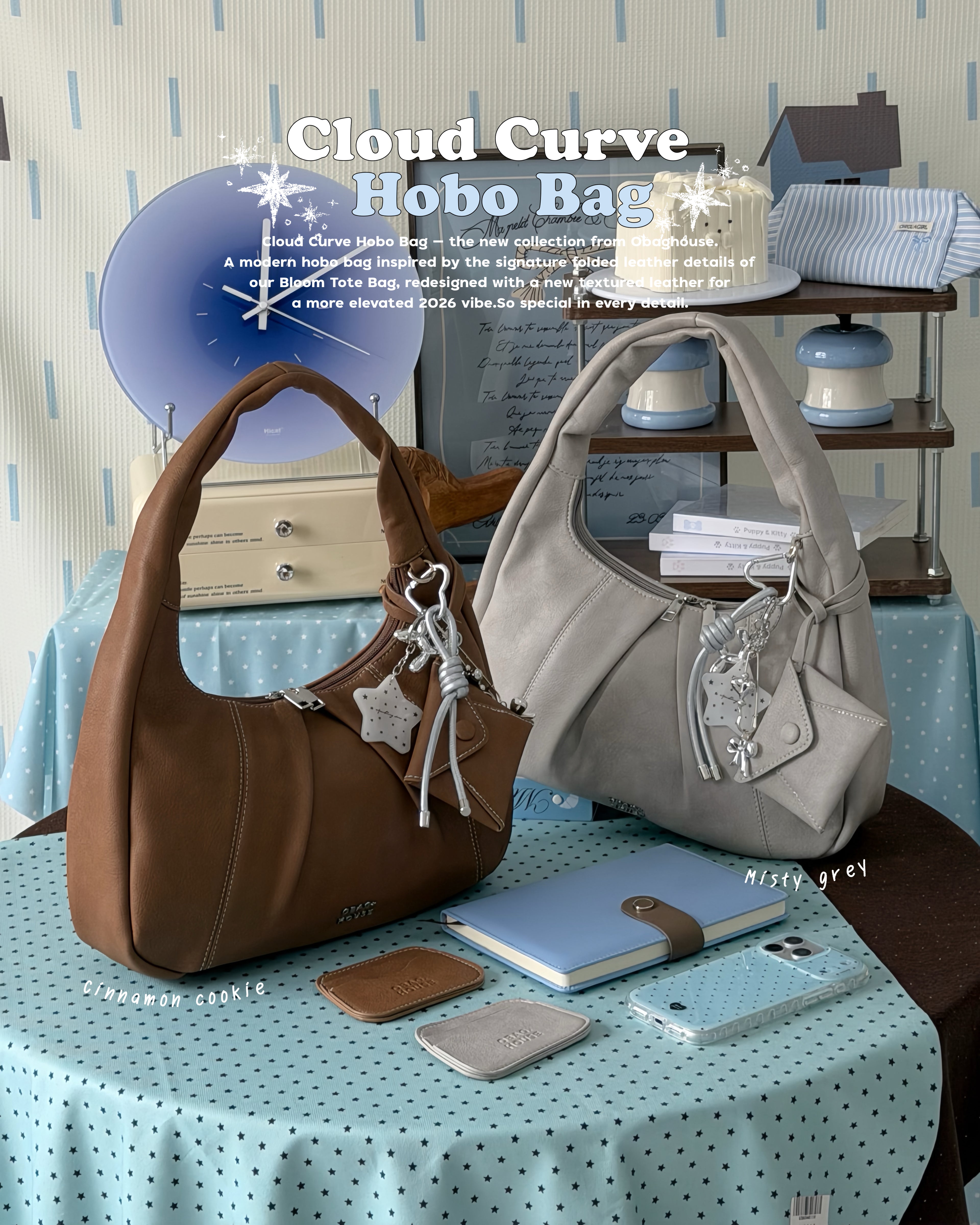 Bloom Cloud Curve Hobo Bag - 6colors