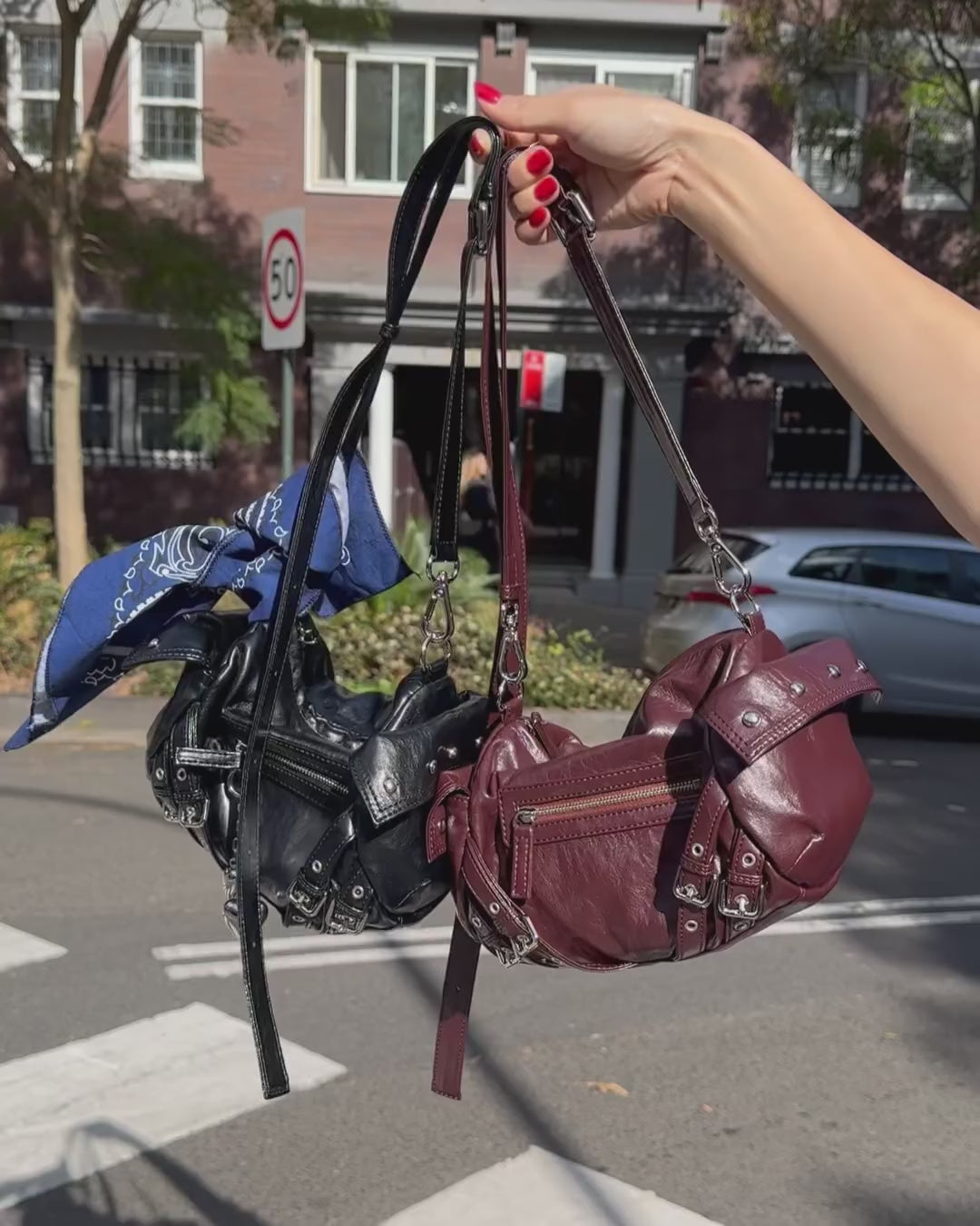 DEINET STUD POCKET BAG IN BURGUNDY – dttmclub