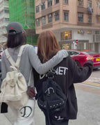 DEINET D & FRIENDS STUD POCKET BACKPACK IN IVORY