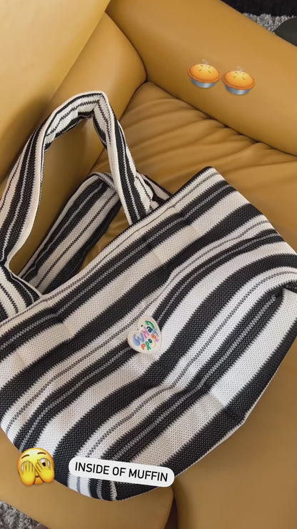 Striped Big Muffin Bag - 4colors