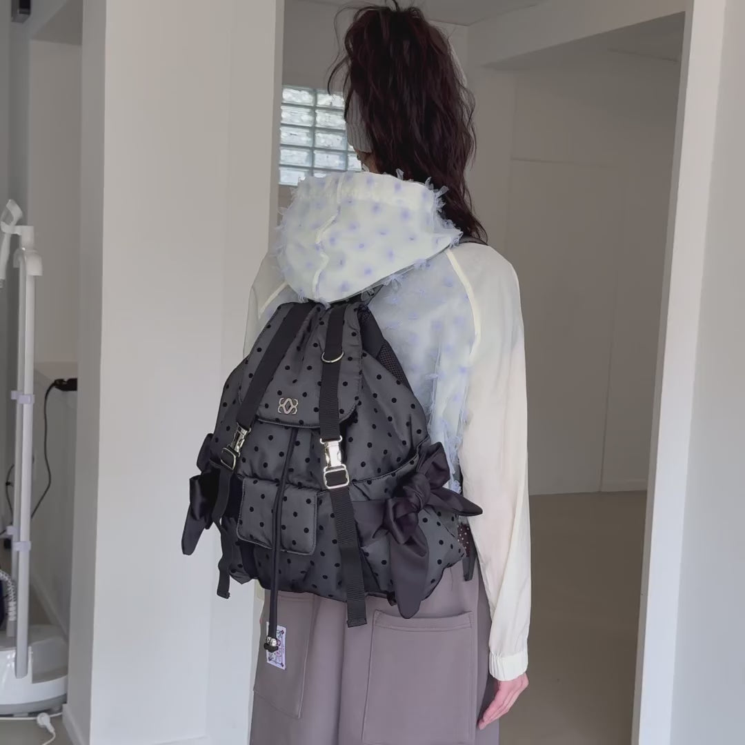siweol Bow String Backpack / Dot Black