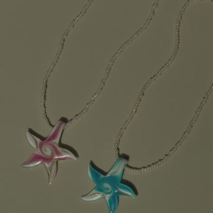 Glitter Sunstar Necklace - pink/blue