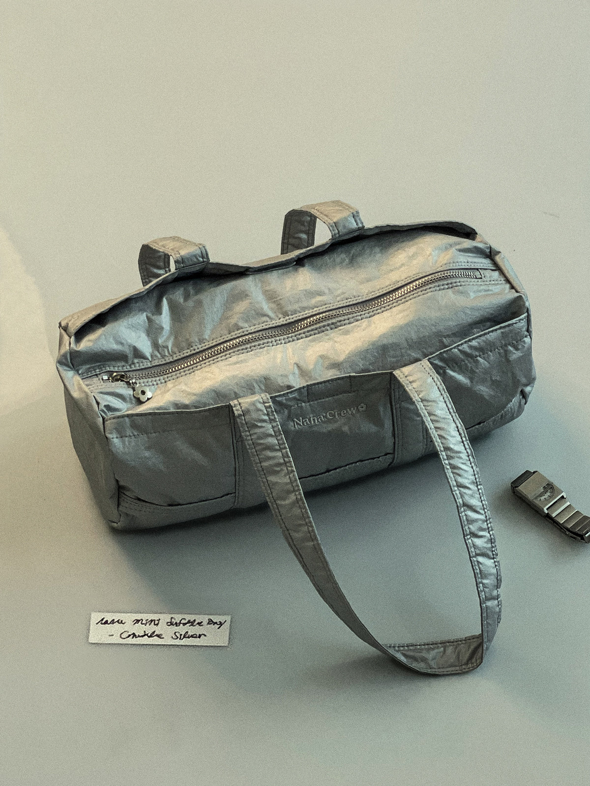 NANACREW MINI DUFFLE BAG - CRINKLE SILVER