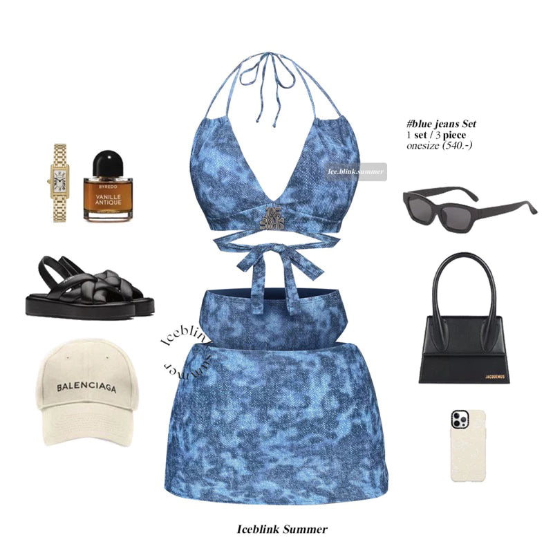[香港現貨✨] iceblink Blue Jeans Bikini Set (3件套)