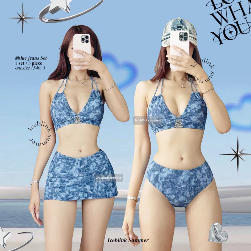 [香港現貨✨] iceblink Blue Jeans Bikini Set (3件套)