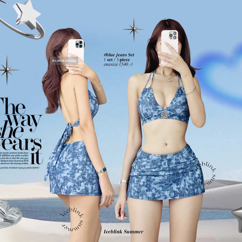 [香港現貨✨] iceblink Blue Jeans Bikini Set (3件套)