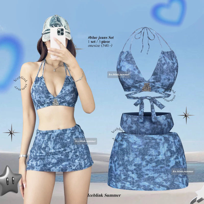 [香港現貨✨] iceblink Blue Jeans Bikini Set (3件套)
