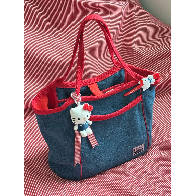 🍒🩵 CARRYALL BAG : denim 'n' red 💙🍎