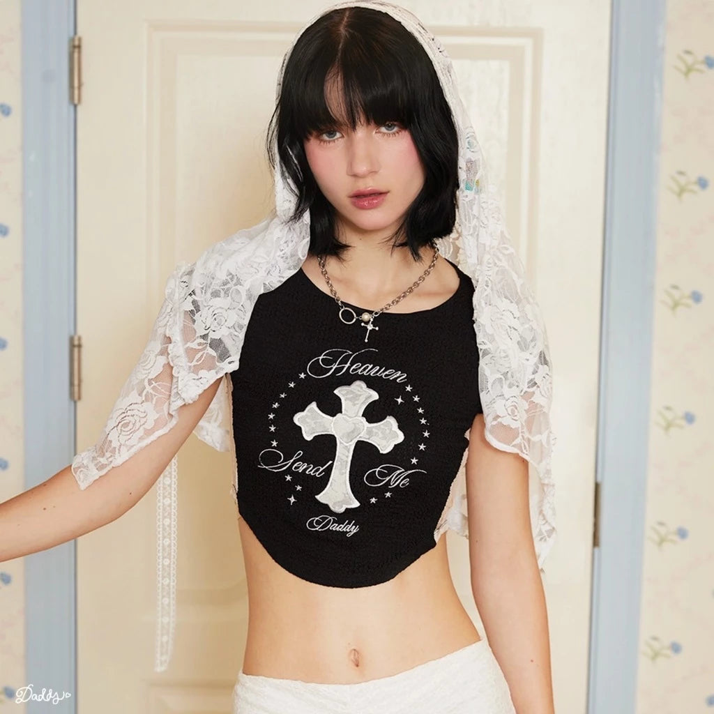 Daddy Virgin Mary Lace Top / 3colors
