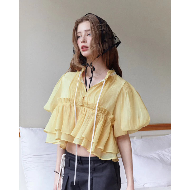 [Made in Vietnam] Baby Doll Puff Sleeve Shirt - 5colors