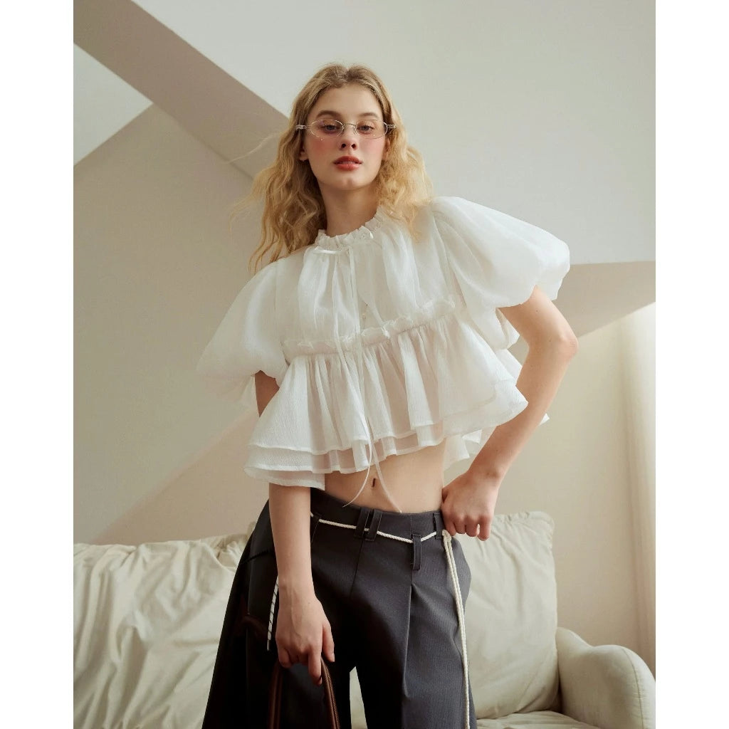 [Made in Vietnam] Baby Doll Puff Sleeve Shirt - 5colors